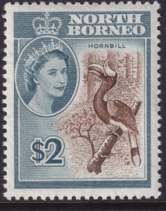 Sc# 293 North Borneo 1961 QE portrait type $2.00 issue MLH CV $35.00