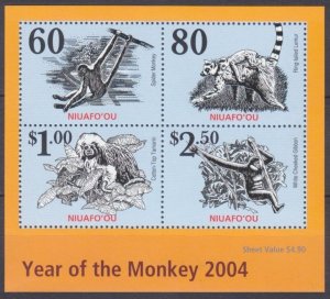 2004 Niuafo'ou 413-416/B38 Chinese calendar - Year of the Monkey 7,50 €