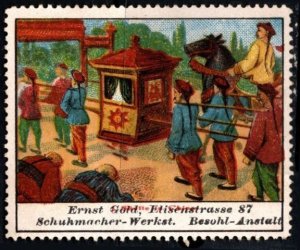 Vintage Germany Poster Stamp China Series Ernst Gold Shoemaker's Workshop