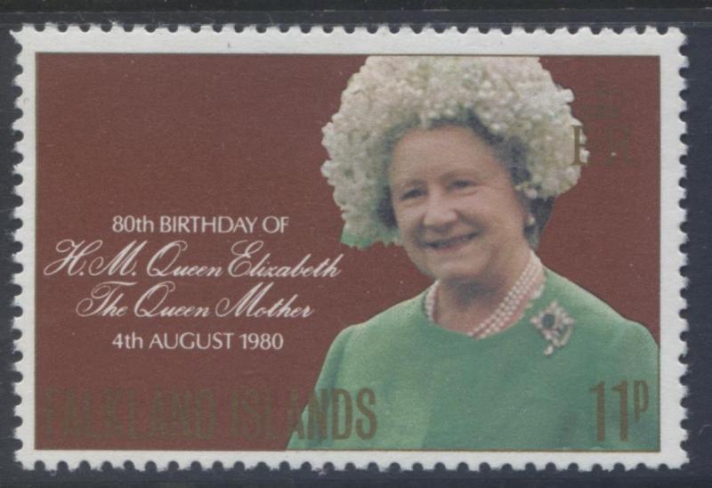 Falkland Is.- Scott 305 - Queen Mum Birthday- 1980- MVLH - Single 11p Stamp