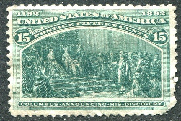 238 15c Columbian Unused VF No Gum thin