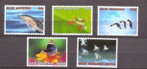 San Marino - 1996 - Mi. 1645-49 (Animals) - MNH - RB012