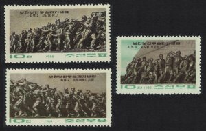 Korea Battle of Pochonbo Monument 3v 1968 MNH SG#N875=N881