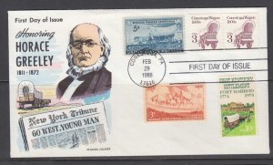 US Sc 2252 FDC. 1988 3c Conestoga Wagon combo, Fluegel cachet, unaddressed, VF