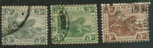 Malaya Federated States SC# 53-5  Tiger 3c wmk 4 Used