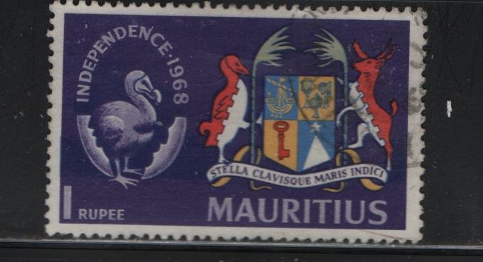 Mauritius 326 U 1968 Dodo emerging from egg and coat of arms