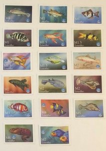 Lesotho 1999 - Year of the Ocean Fish - Set of 17 Stamps - Scott #1125-41 - MNH