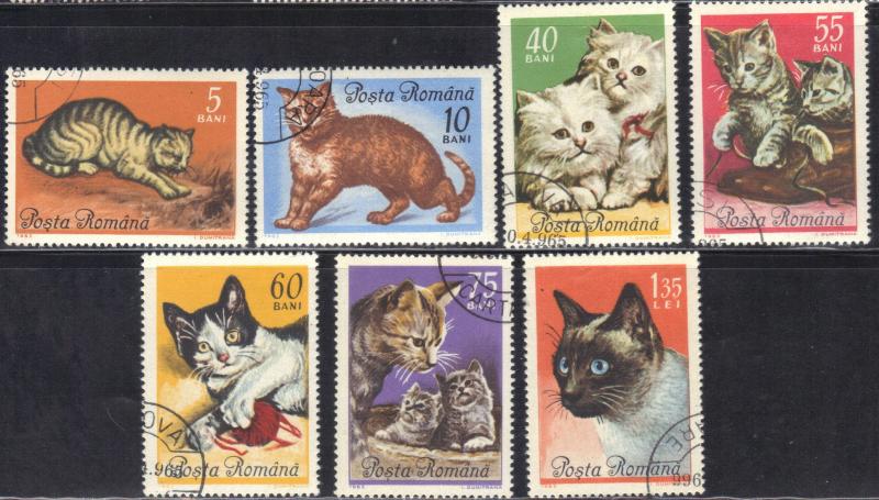 ROMANIA  SCOTT# 1729-35  1965 CTO  CATS  SEE SCAN