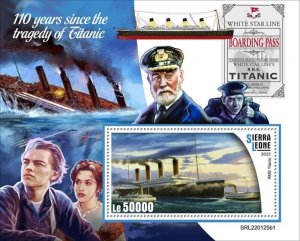 Sierra Leone - 2022 RMS Titanic Tragedy - Stamp Souvenir Sheet - SRL220125b1