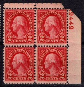 1923 US Scott  #- 554 2 Cent George Washington Block/4 MNH