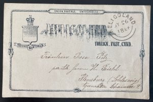 1886 Heligoland Germany Postal stationery Postcard cover to Flensburg