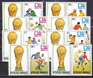 Rwanda, Scott cat. 579-586. Munich World Cup Soccer issue with LABELS. ^