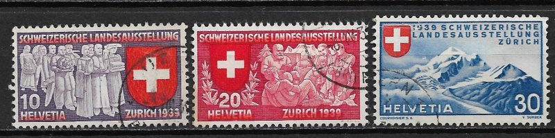 1939 Switzerland 250-2  National Expo. C/S of 3 used SCV$8.25