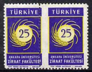 Turkey 1959 Agriculture horiz pair with misplaced perfs u...