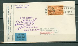 CUBA 1948 AIR #C40 FDC