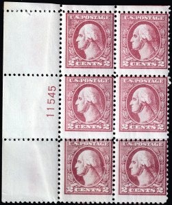 #528 Mint NH, Fine, Plate number block of 6 (CV $190) (CV $22.5 - ID28224)