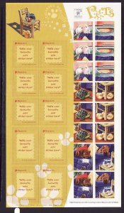 Singapore-Sc#982a- id8-unused NH sheet-Pets-Dogs-Cats-Birds-Self-adhesives-2001-