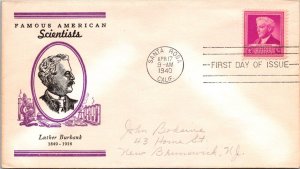 FDC 1940 SC #876 Linprint Cachet - Sta Rosa CA - Single - J5452