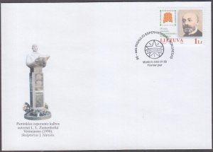 LITHUANIA # 795 FDC LUDWIG ZAMENHOF, INVENTOR of the ESPERANTO LANGUAGE