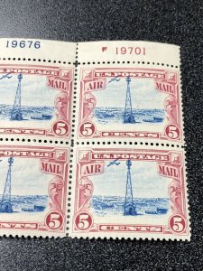 US C11 Beacon 5C Plate Block Of 6 Mint Never Hinged Nice Vignette Shift