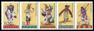 PCBstamps   US #3072/3076a Strip $1.60(5x32c)America Indian Dances, MNH, (4)