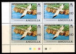 Anguilla 1980 Sc#422 RED-BILLED TROPIC BIRD ovpt.Separation Block of 4 MNH