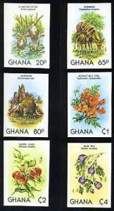 GHANA SCOTT# 782-7 WILDLIFE FLOWERS IMPERF SET MNH