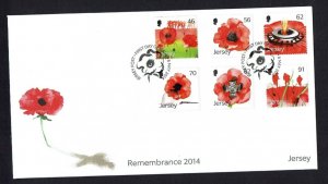 Jersey: 2014, Remembrance, and Centenary of First World War,  2 FDCs.