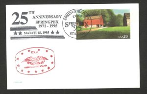 UNITED STATATES-USA- POSTCARD-STATIONERY-25th ANNIVERSARY SPRINGPEX-1995.