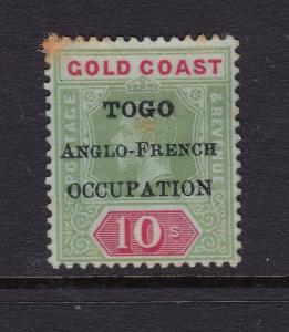 Togo an Anglo French Occ overprint on a 10/- Gold Coast MNG