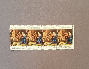 1444, Christmas Nativity, Line of 4, Mint OGNH, CV $1.40