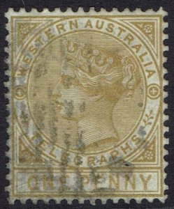 WESTERN AUSTRALIA 1879 QV TELEGRAPHS 1D PERF 14 POSTALLY USED