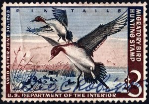 RW29 $3.00 Pintail Drakes Coming In For Landing Duck Stamp (1962) Signed