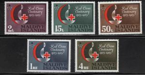 Maldive Islands Scott 124-128  MNH** Red Cross set