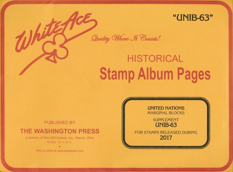 WHITE ACE 2017 United Nations Inscription Blocks Album Supplement UNIB-63  NEW!