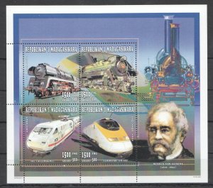 L0078 1996 Madagascar Transport History Trains Locomotives 1Kb Mnh