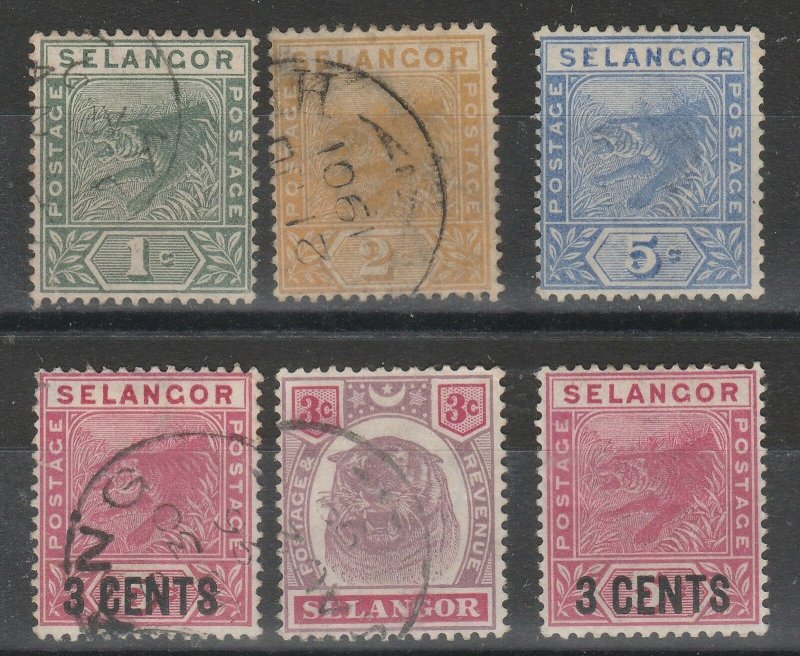 Malaya Selangor 1891-99 Tiger 4V Used & 2V Mint M1562