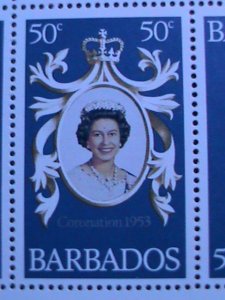 BARBADOS 1953 25TH ANNIV: COLONATION OF QUEEN ELIZABETH II MNH-S/S VERY FINE