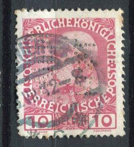 AUSTRIA; 1908 early Anniversary issue fine used 10h value + PERFIN