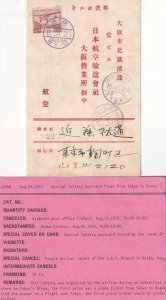 1933, Tokyo to Osaka, Special Lottery Flown Postcard (45835)