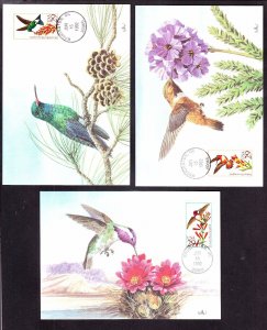 US 2642-2646 Hummingbird FD Post Card Lot w/ Fleetwood Cachets on Maximum Cards