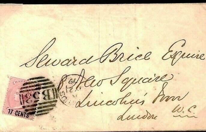 MAURITIUS SG.87 Cover 17c Commercial Usage London WC & EC Missent? 1879 W175a