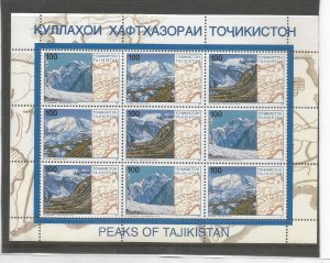 TADZHIKISTAN - 1997 - Peaks of Tadzhikistan - Perf 9v Sheet - M N H