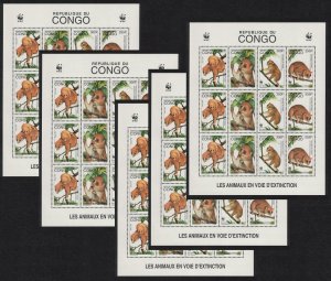 Congo WWF Golden Potto 5 Sheetlets A 1997 MNH SC#1134 a-d MI#1504-1507