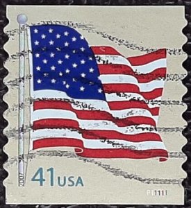 US Scott # 4186; used 41c flags from 2007; VF ; PNC# P11111; off pp