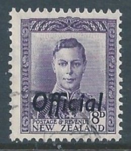 New Zealand #O96 Used 8p King George VI Ovptd. Official