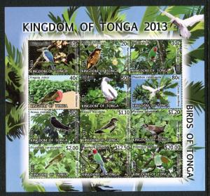 Tonga,MNH, 2013 Birds: Collared Kingfisher,Great Frigatebird,Honeyeater,. x19677