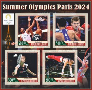 Stamps.Sports.Olympics games in Paris 2024  2023 year 1+1 sheet perf Djibouti