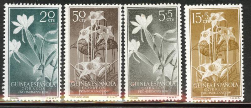 SPANISH Guinea Scott 344-345, B37-38, MH* 1956 set