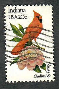 1966 Indiana Birds and Flowers used single - perf 10.5 x 11